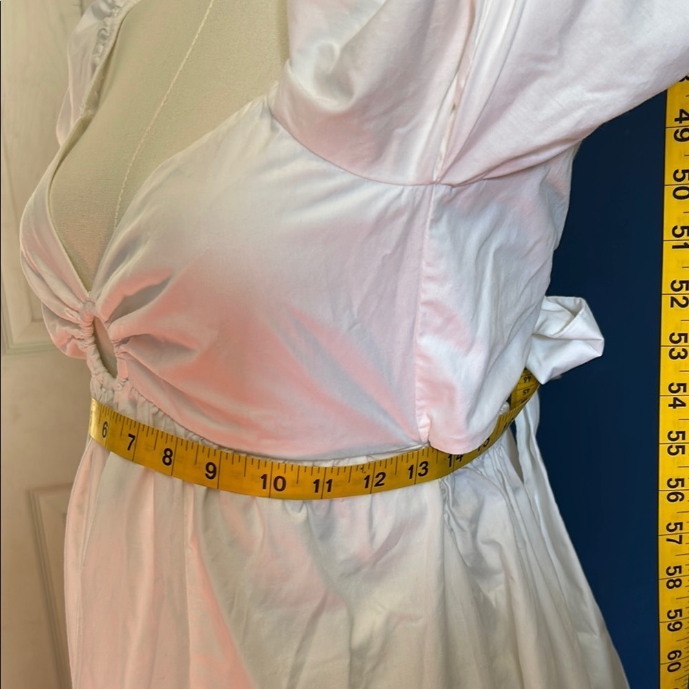 Elegant white Pink Puff Sleeve Dress - Picture 7 of 9